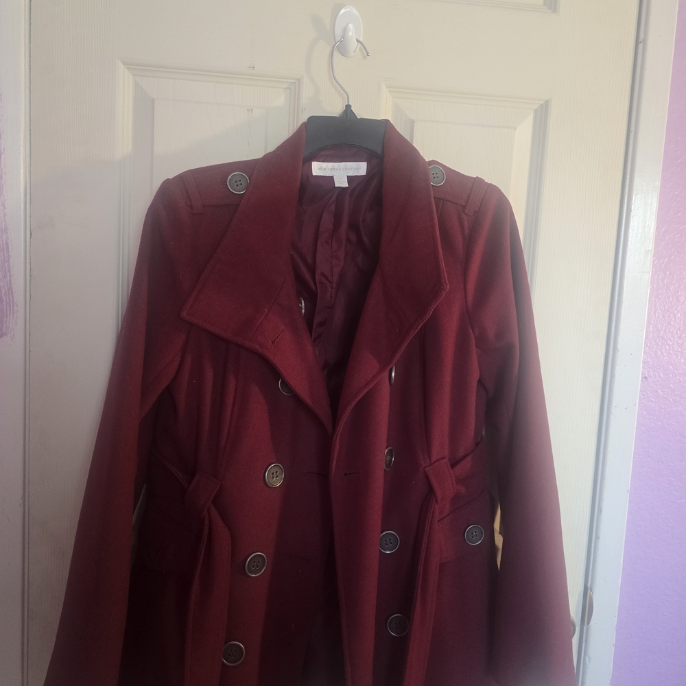 New York & Company Burgundy Trench Coat